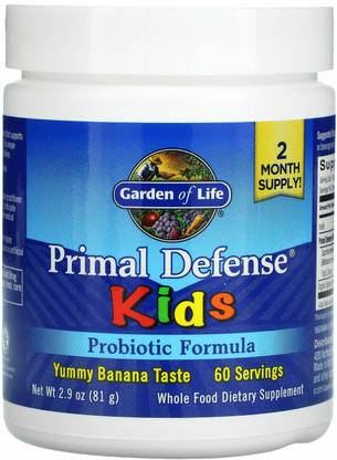Garden Of Life Kids, Primal Defense, Probiotic Formula, Natural Banana, 2.9 oz (81 g)