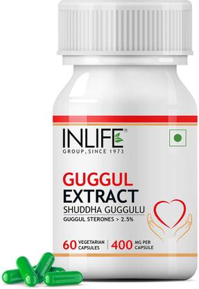 INLIFE Guggul Extract with 2.5% Guggul Sterones Supplement, 400 mg - 60 Vegetarian Capsules
