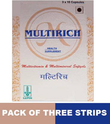 Lupin MULTIRICH MULTIVITAMIN AND MULTIMINERAL SUPPLEMENT CAPSULE (3*10CAPS)