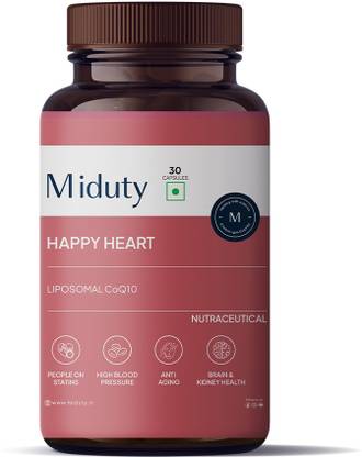 Miduty Happy Heart - CoQ10 - Heart Health - BP - Energy Booster - 100% Vegetarian