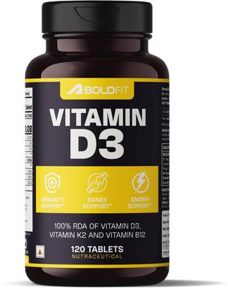 BOLDFIT Vitamin D3 Tablets With Vitamin K2 (MK7) & Vitamin B12 For Bone Support