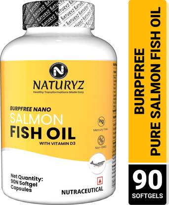 NATURYZ Nano Encapsulated BURPFREE SALMON Fish Oil 2000 Mg with Vitamin D3