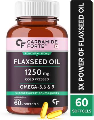 CARBAMIDE FORTE Flaxseed Oil Capsules 1250mg Cold Pressed with Omega 3 6 9 | Alsi Seeds Capsules