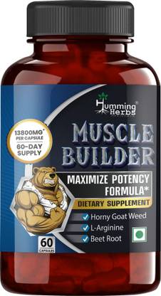 Humming Herbs MUSCLE BUILDER 13800mg Highest Potency with HGW, L-Arginine, BeetRoot, Tribulus