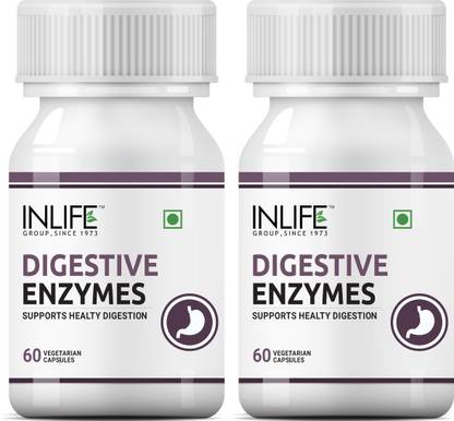 INLIFE Digestive Enzymes Supplement for Digestive Support -60 Veg Capsules (2 Pack)