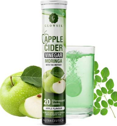 G GLOWSIK ACV Apple Cider Vinegar Moringa Effervescent Tablet With The Mother , Fat burner