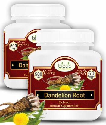 biotic Dandelion Root Extract 500mg - 120 Veg Capsules for Supports Liver and UTI