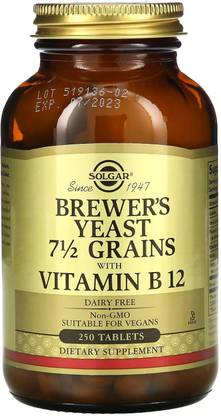 Solgar Brewer's Yeast 7 1/2 Grains Tablets with Vitamin B12, 250 Tabs
