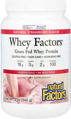 Natural Factors Whey Factors, Grass Fed Whey Protein, Natural Strawberry, 12 oz (340 g)