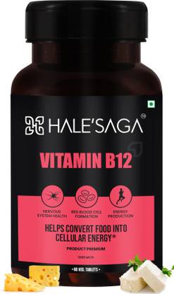 Halesaga Vitamin B12 Tablets, Vegan Methylcobalamin 1000mcg for Nerve System & Red Cells