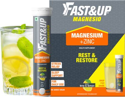 FAST&UP Magnesium Supplement +Zinc,Anti Stress,Muscle Recovery,Anxiety Relief- Lime&Lemon