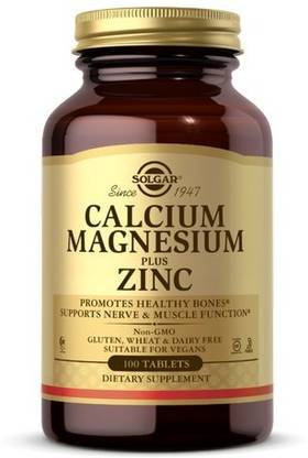Solgar Calcium Magnesium Plus Zinc Tablets, 100 Tabs