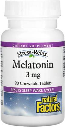 Natural Factors Stress-Relax, Melatonin, 3 mg, 90 Chewable Tablets