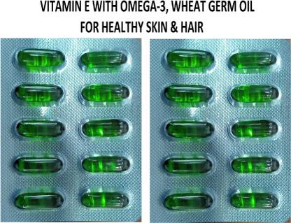 O3STAR Vitamin E, Wheat Germ Oil, Omega 3 Softgel Capsule for glowing skin & Shiny Hair