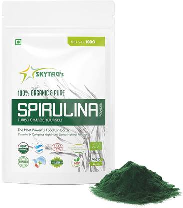 skytag bioteq Organic Spirulina Powder Micro Superfood, Rich in Protein, Vitamins & Minerals