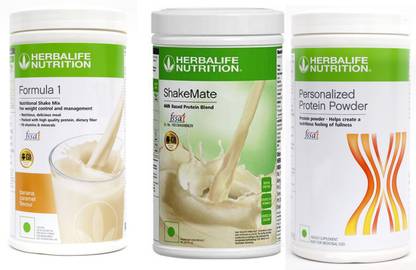 HERBALIFE Formula 1 Banana ( 500 gm) + Shake mate (500 gm) + Protein (400gm) set of 3