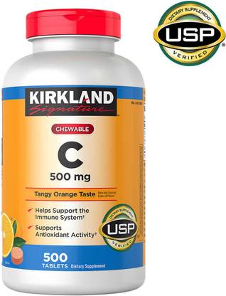KIRKLAND Signature Chewable C 500mg tangy orange taste