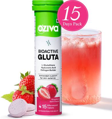OZiva Bioactive Gluta Fizzy (Strawberry Swirl) To Reduce Pigmentation, 5 Antioxidants