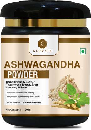 G GLOWSIK Organic Ashwagandha Powder |For Stress Relief | Improves Concentration & Memory