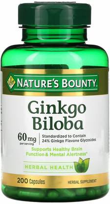 Nature's Bounty Ginkgo Biloba, 30 mg, 200 Capsules