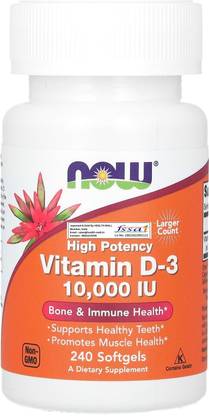 Now Foods Vitamin D-3, High Potency, 10,000 IU, 240 Softgels
