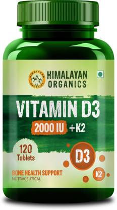 Himalayan Organics Vitamin D3 2000 IU Supplement + Vitamin K2 as Mk7 | Supports Stronger Immunity