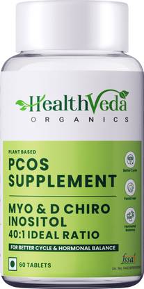 Health Veda Organics PCOS Multivitamin Supplement with Myo-Inositol, Caronositol, Folate, Chromium