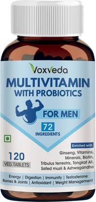 voxveda Multivitamin for Men with Probiotics - 72 Ingredients | Multivitamin Tablet