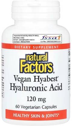 Natural Factors Vegan Hyabest, Hyaluronic Acid, 120 mg, 60 Vegetarian Capsules