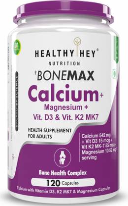 HealthyHey Nutrition Calcium with Magnesium,Vitamin D3 , K2-Mk7 BoneMax Health Complex Capsules