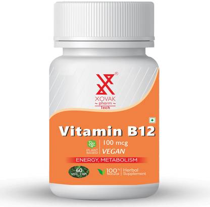 xovak pharma Herbal Vitamin B12-Plant based vegan Capsules for Energy, Red Blood Cell Formation