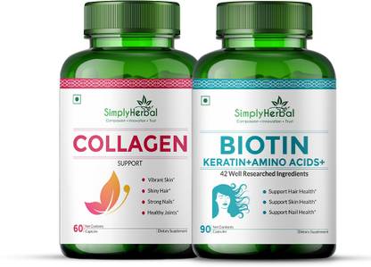 Simply Herbal Biotin + Keratin with Multivitamins & Collagen Supplement