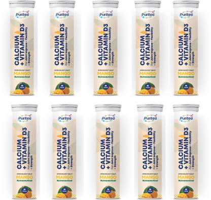 puriteo CALCIUM + VITAMIN D3 EFFERVESCENT MANGO _10