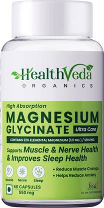 Health Veda Organics Magnesium Glycinate for Nerve & Muscle Health