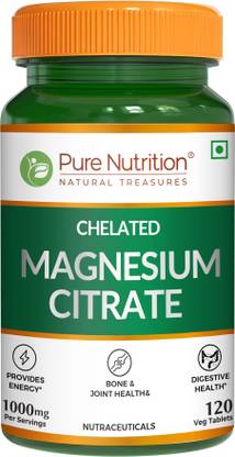 Pure Nutrition Magnesium Citrate 120 Tablets | Sleep, Muscle, Bone Health, 1000mg/Serving