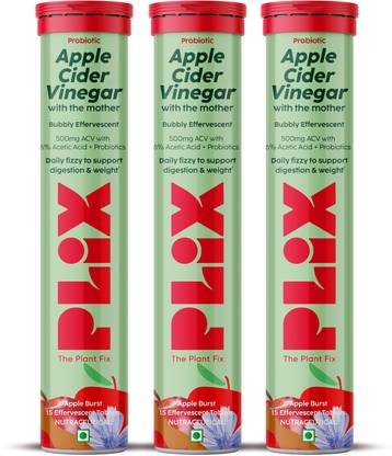 The Plant Fix Plix Probiotic+ Apple Cider Vinegar Effervescent Tablets for Gut Health & Metabolism
