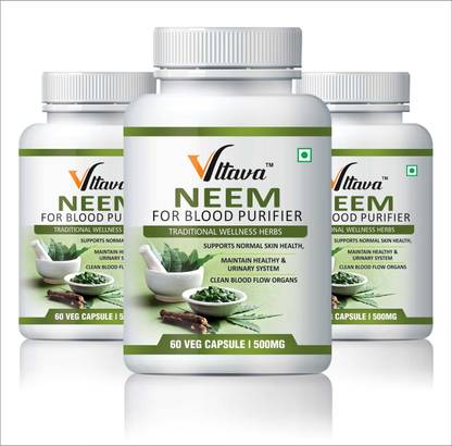VLTAVA Neem + Skinglow Capsules | Helps Fight Dryness in Face and Remove Dead Cells