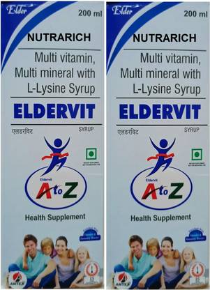 NUTRARICH Eldervit Multivitamin Multimineral Syrup Tonic With Vitamin B12, D3 (2*200ml)
