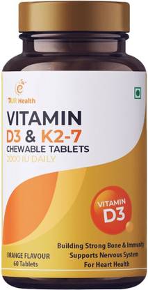 Eurus Lifesciences LLP EUR Health VITAMIN D3&K2 Cheawable Tablets2000IU DAILY (Orange Flavour)