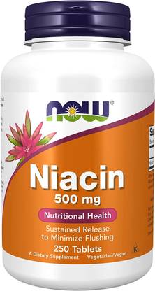 Now Foods Niacin (Vitamin B-3) 500 mg, Sustained Release, Nutritional Health, 250 Tablets