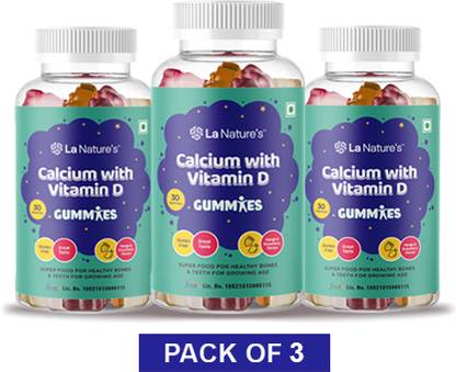 La Natures Calcium with Vitamin D Gummies for Both Kids & Adults for Bones Teeth & Muscles