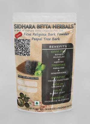 SIDHARA BETTA HERBALS Ficus Religiosa Bark Powder | Peepal Tree Bark Powder