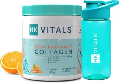 HEALTHKART HK Vitals Skin Radiance Collagen Supplement with Biotin, Orange with Sipper