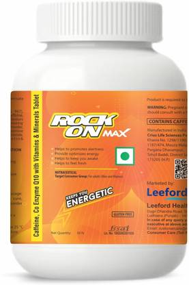 ROCK ON Max Multivitamin for Men/Women | Caffeine Tablets Chocolate Flavor for Energy
