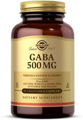 Solgar GABA, 500 mg, 50 V Caps Relaxation & Nervous System Support