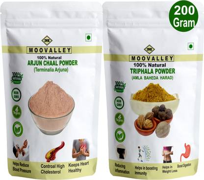 Moovalley Arjun Chal Powder (100g) + Triphala Powder (100g) | Combo Pack