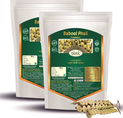 biotic Babool Phali Powder (Acacia Nilotica) Kikar Phali Powder - 200g