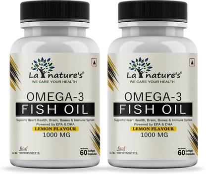 La Natures Omega 3 Fish Oil 1000 mg with Lemon Flavour I Best for Heart, Brain, Eye, Skin