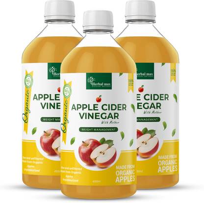 Herbal max Raw, Unfiltered & Unpasteurized Apple Cider Vinegar with Mother for Weight Loss