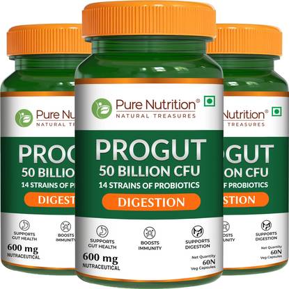 Pure Nutrition Progut Probiotic 50Billion CFU 14 Strains of Probiotics | Gut Health & Bloating